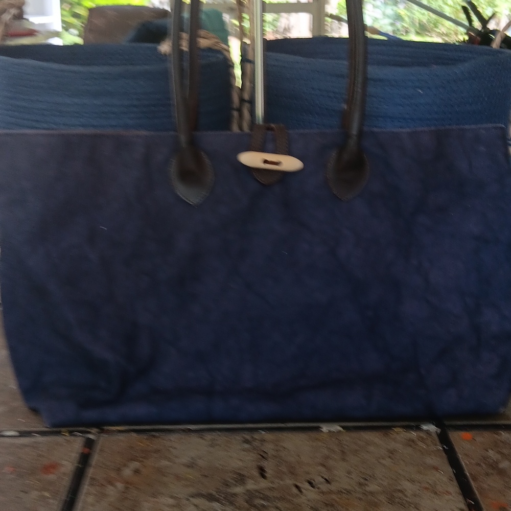 MAURIZIO TAIUTI BLUE DENIM LIKE CANVAS TOTEBAG